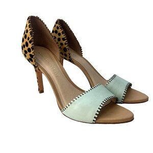 Loeffler Randall D'Orsay Leopard Animal Print Mint Heels Ladies Size 7 1/2 B